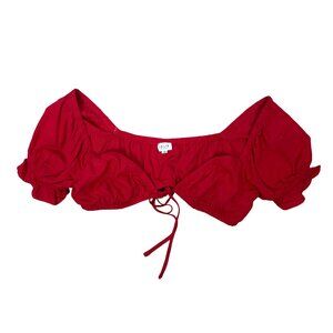 Le Lis L Red Puff Sleeve Milkmaid Crop Top Sexy Festival Boho Cottagecore